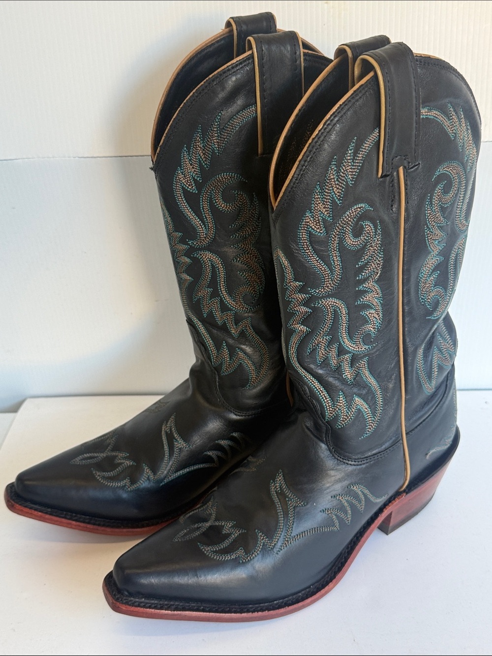 Nocona Legacy Western Black Superior Calf Leather Boots 7B 7 Western Cowboy EUC